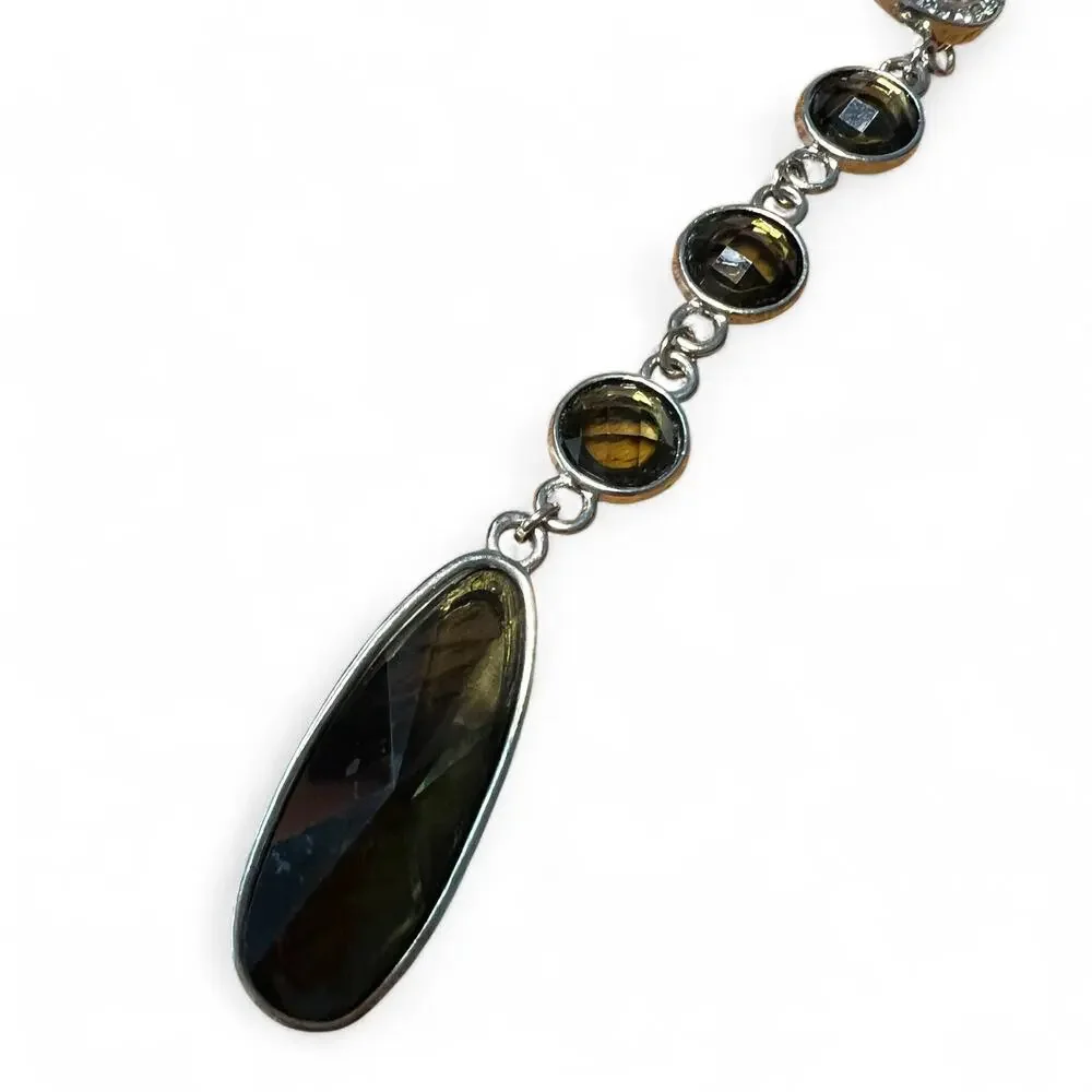 Sterling Silver Brown Gemstone Drop Necklace - Picture 6 of 7